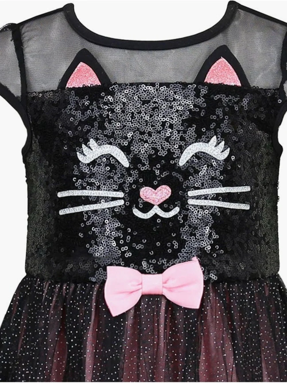 Zunie Black and Pink Sparkle Cat Tulle Dress